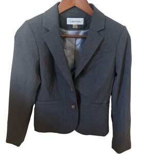Calvin Klein Womens Charcoal Gray Two‎ Button Blazer Jacket Size 6 Petite Office